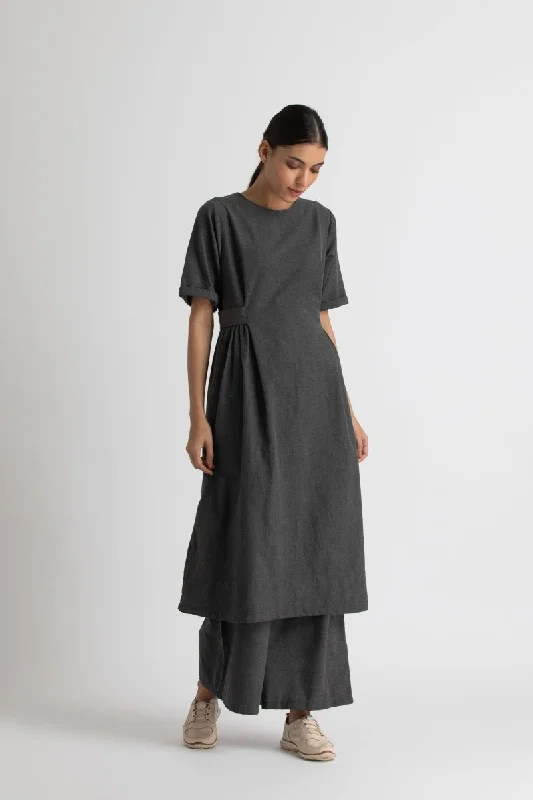 Side gather dress-co-ord melange