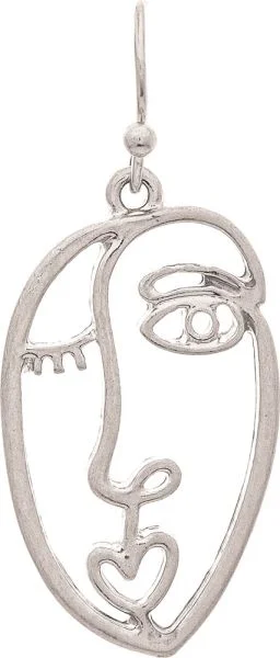 Silver Mini Picasso Face Earring