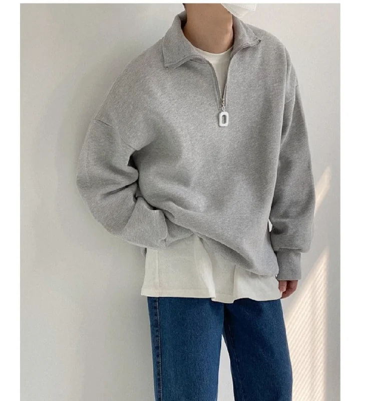 Zipper Stand Collar Sweatshirt