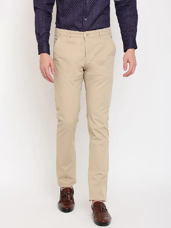 Men's Casual Flat front Khaki  Trousers