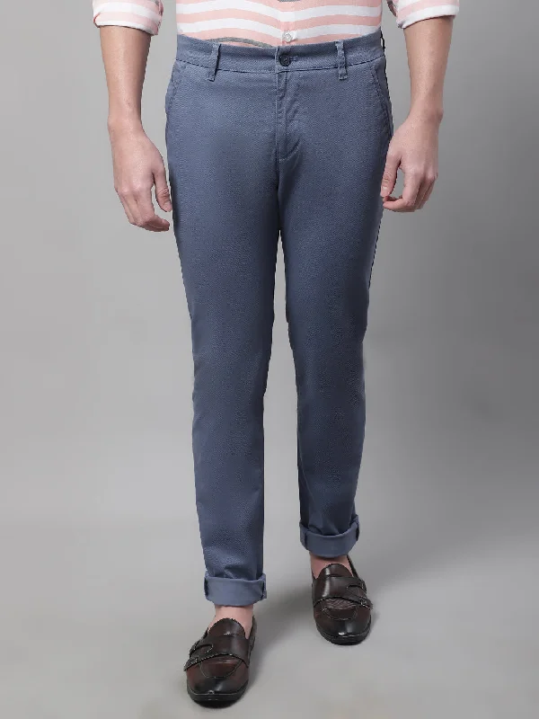 Men's Casual Flat front Blue  Trousers