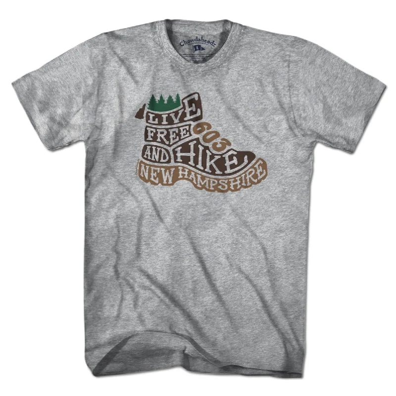 Live Free New Hampshire Hiking Boot T-Shirt