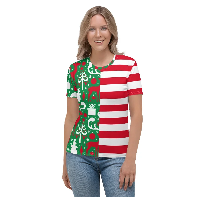 Cute Two Pattern Christmas T-shirt