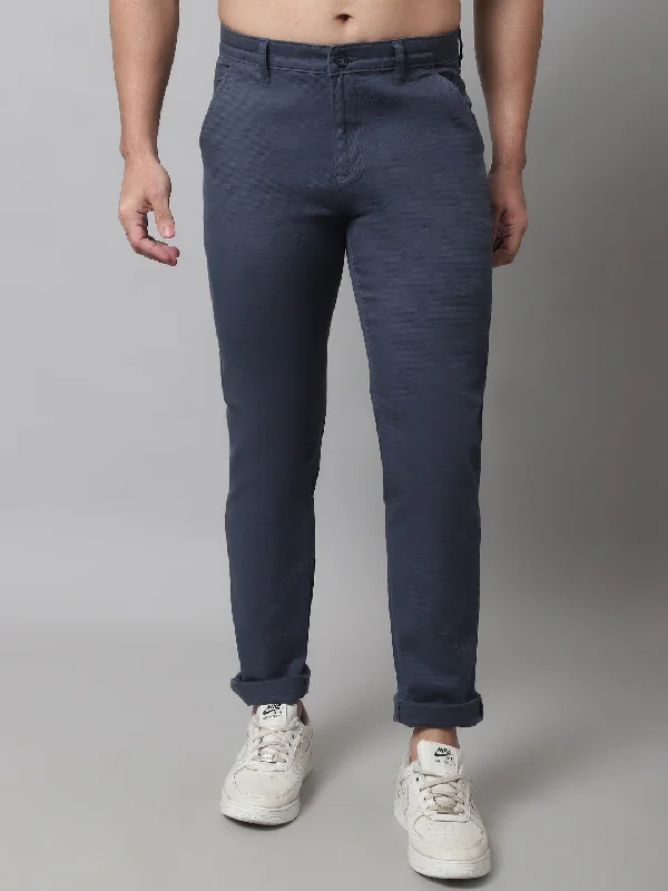 Men's Casual Flat front Blue  Trousers