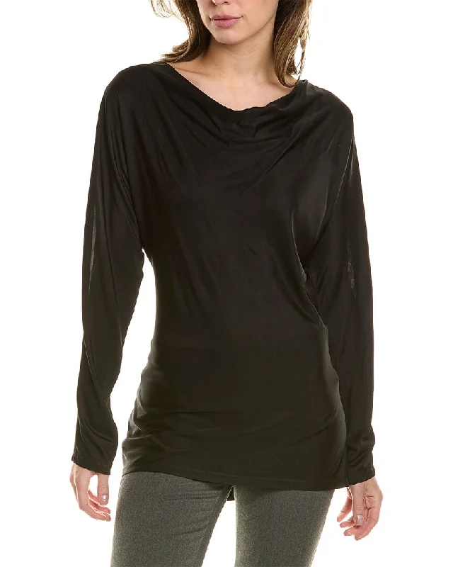 Donna Karan Cowl Mesh Inset Top