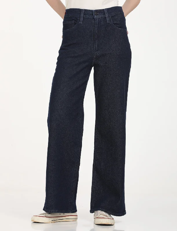 Celebrity Style Women's Mid Rise Navy Bootcut Trousers