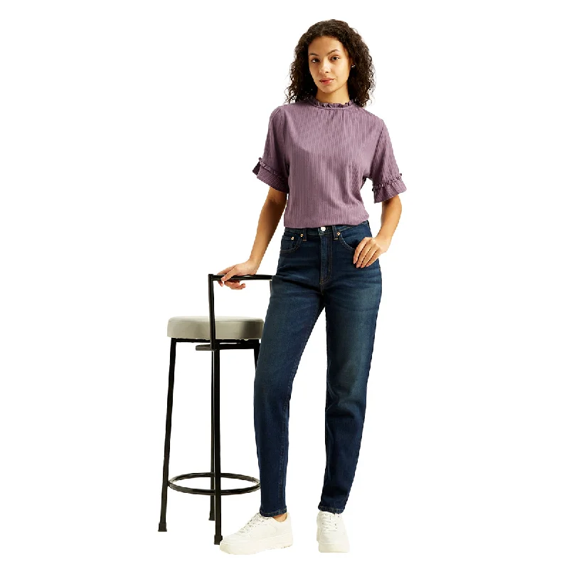 Body Design Women's High Rise Straight Fit Navy Blue Jeans