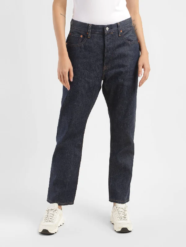 Elegant Design Women's High Rise 501 Straight Fit Button Fly Jeans