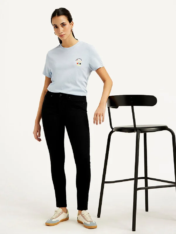 Sweet Style Women's Mid Rise 711 Skinny Black Jeans