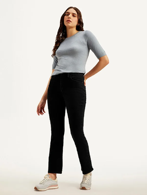 Noble And Elegant Women's High Rise 725 Slim Bootcut Fit Black Jeans