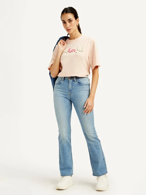 Urban Style Women's High Rise 725 Slim Bootcut Fit Light Blue Jeans