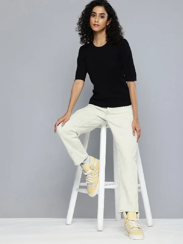 Casual And Comfortable Women's High Rise 501 Straight Fit Button Fly Jeans