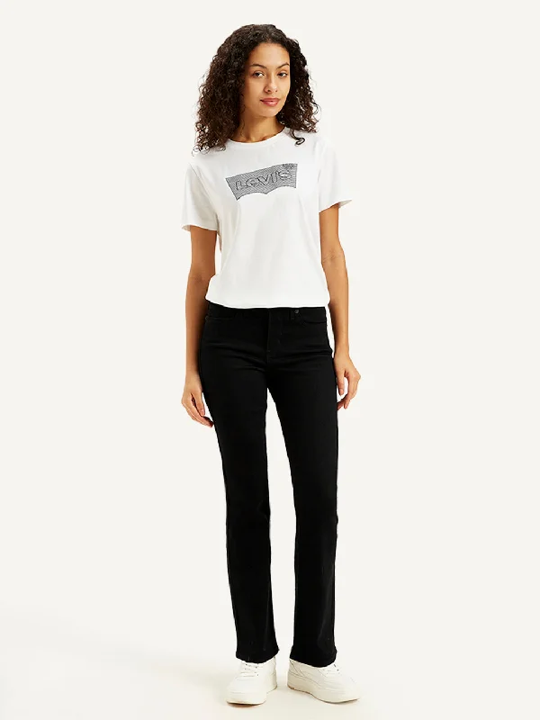 British Fashion Women's High Rise 315 Bootcut Black Jeans