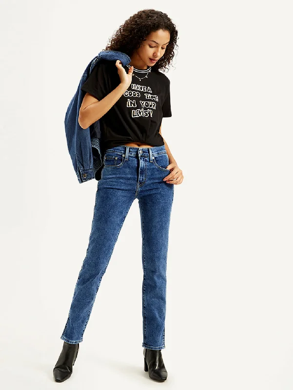 Exclusive Customization Women's High Rise 724 Slim Fit Blue Jeans