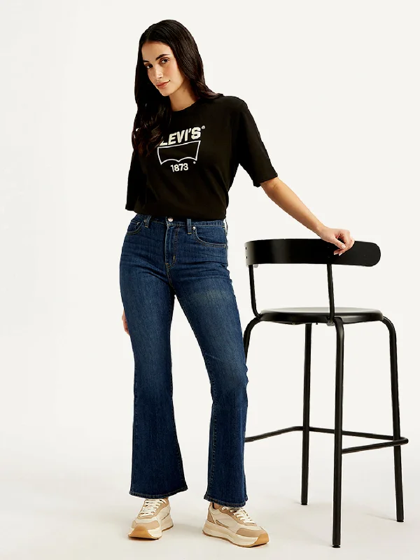 Spring Fashion Women's Mid Rise 726 Slim Flared Fit Indigo Jeans