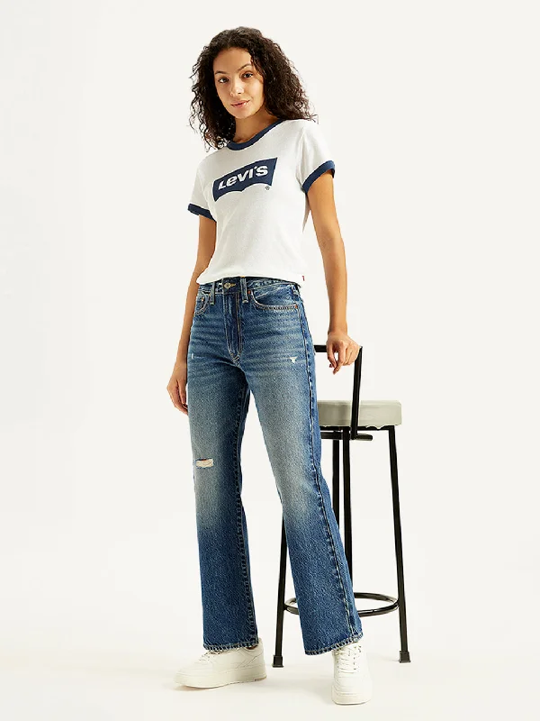 Light And Breathable Women's Mid Rise Wedgie Indigo Bootcut Jeans