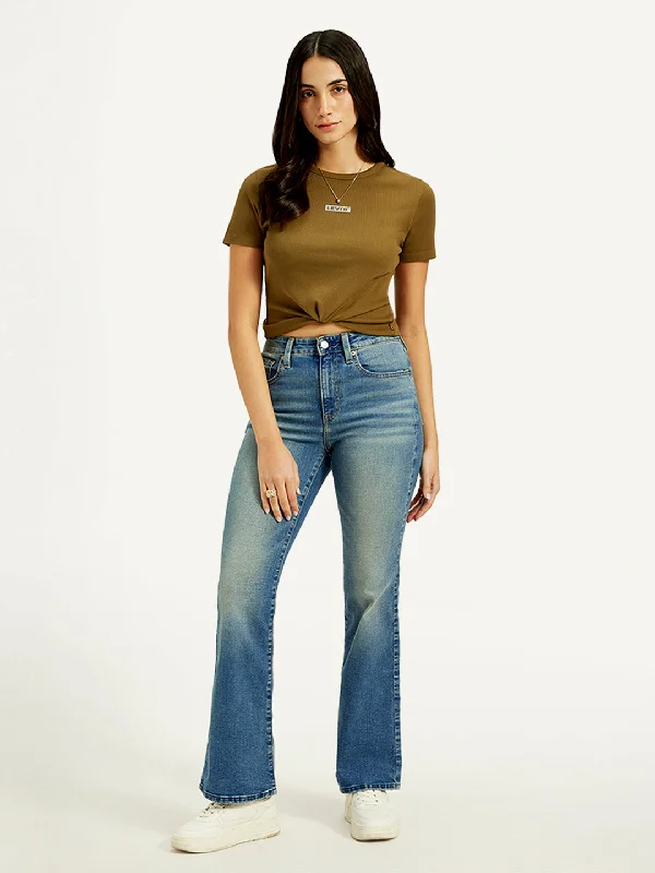 Classic Women's High Rise 726 Slim Flare Fit Blue Jeans