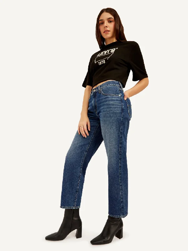 Girl Style Women's Mid Rise 94 Baggy Fit Blue Jeans