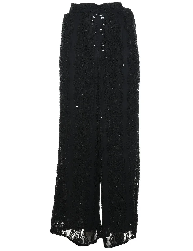 Black Beaded Trousers - W26 L28