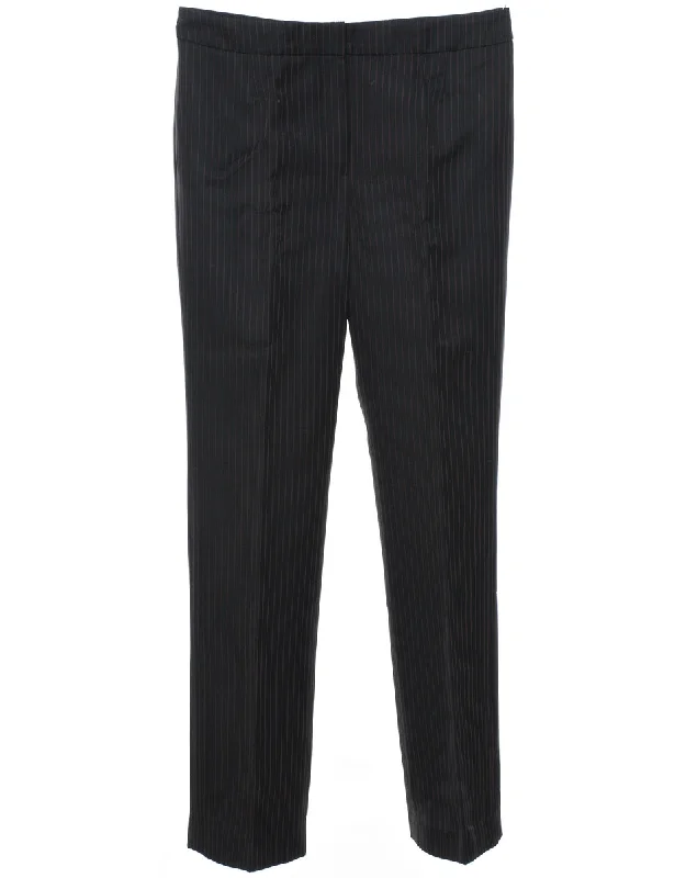 Black Classic Pinstriped Trousers - W32 L30