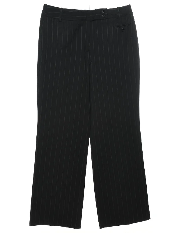 Black Classic Striped Trousers - W32 L32