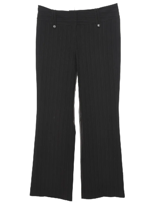 Black Plain Striped Trousers - W36 L32