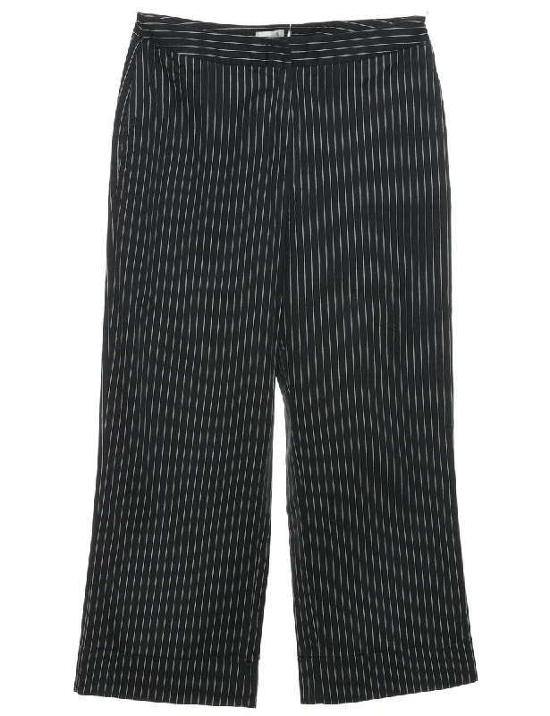 Black Striped Classic Trousers - W30 L25