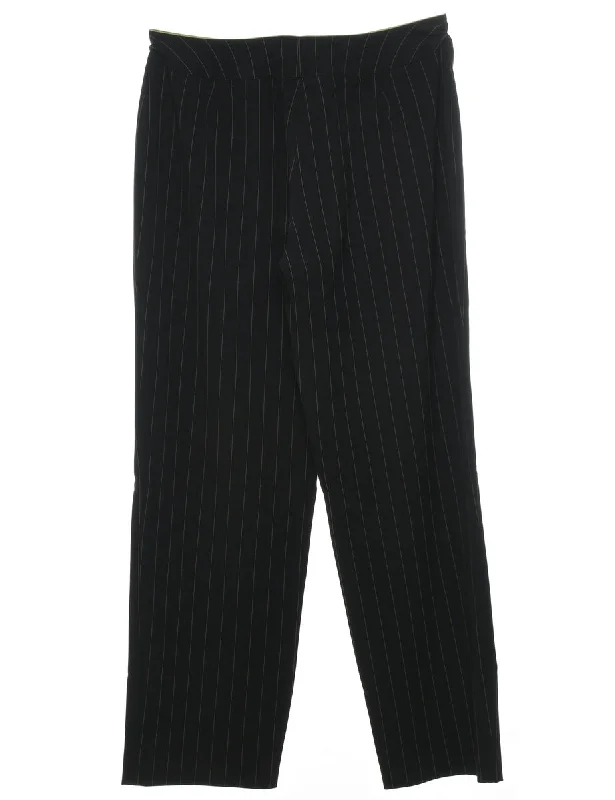 Black Striped Classic Trousers - W32 L31