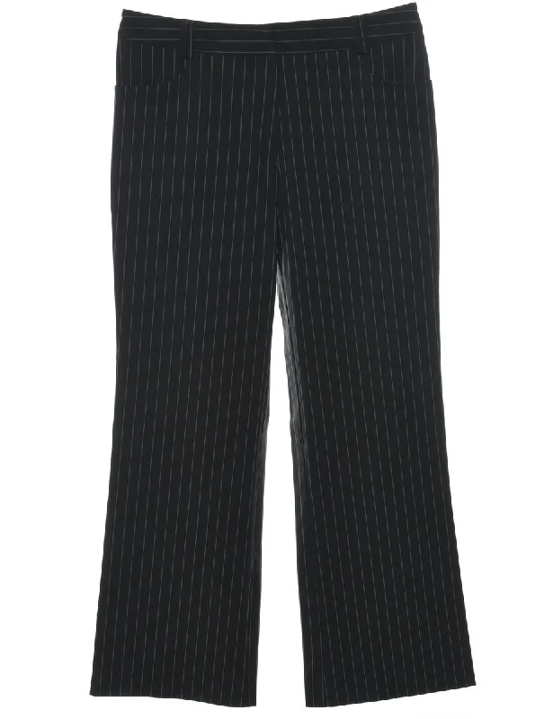 Black Striped Trousers - W34 L30