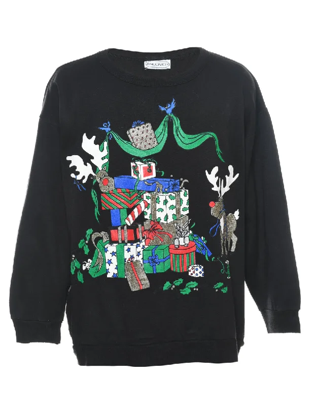 Festive Print Christmas Sweatshirt - L