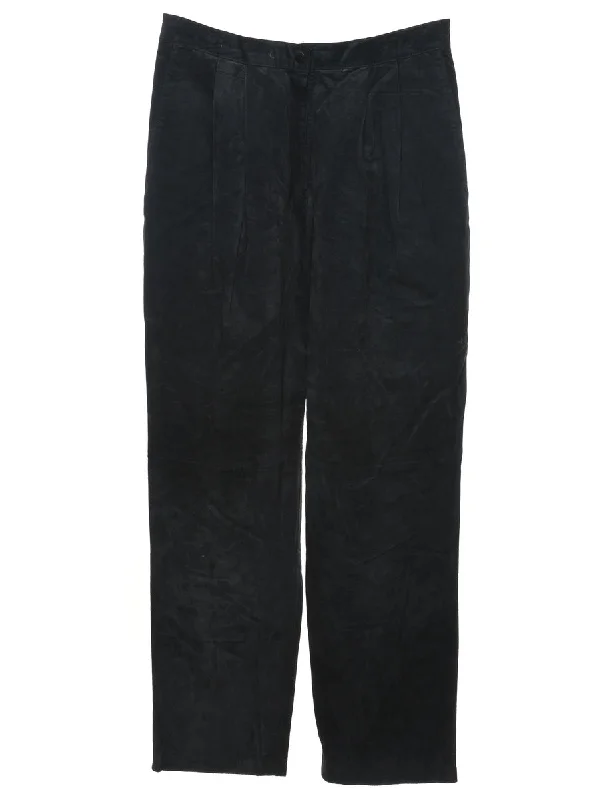 High Waist Black Suede Trousers - W32 L31