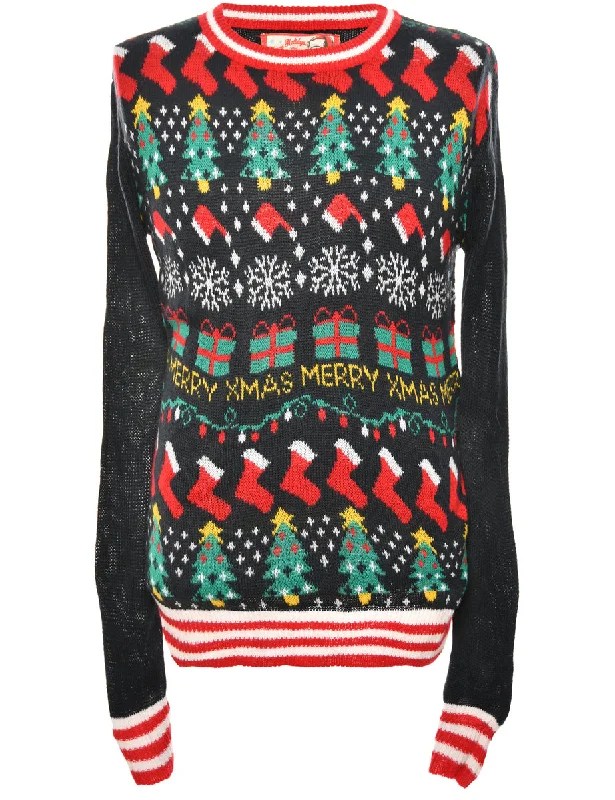 Multi-Colour Patterned Christmas Jumper - M