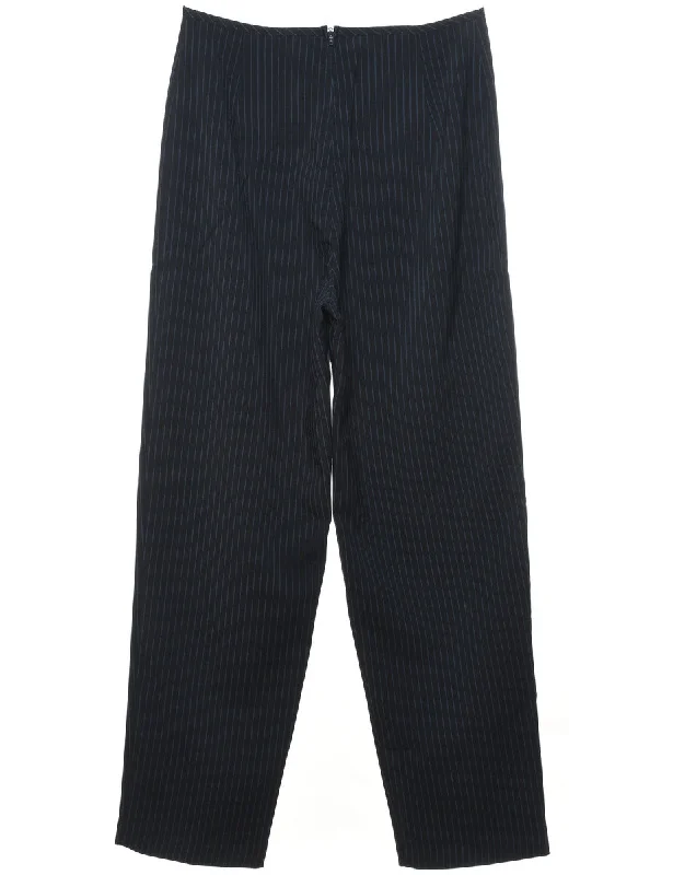 Navy Classic Striped Trousers - W26 L29