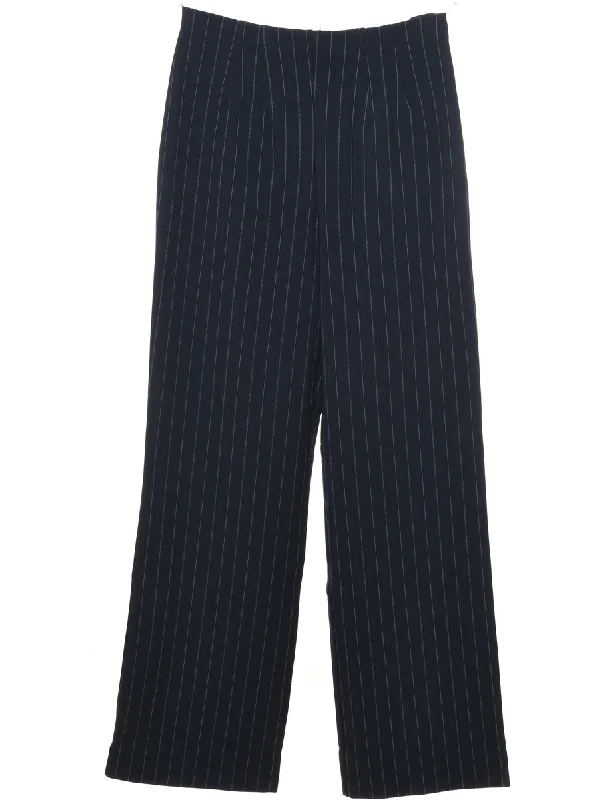 Navy Striped Trousers - W26 L30