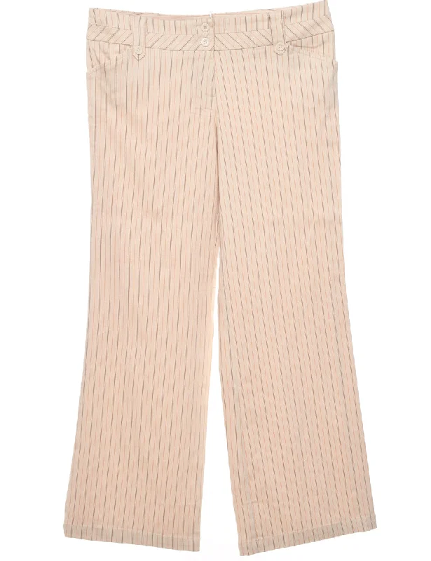 Pink Low Rise Striped Trousers - W34 L31