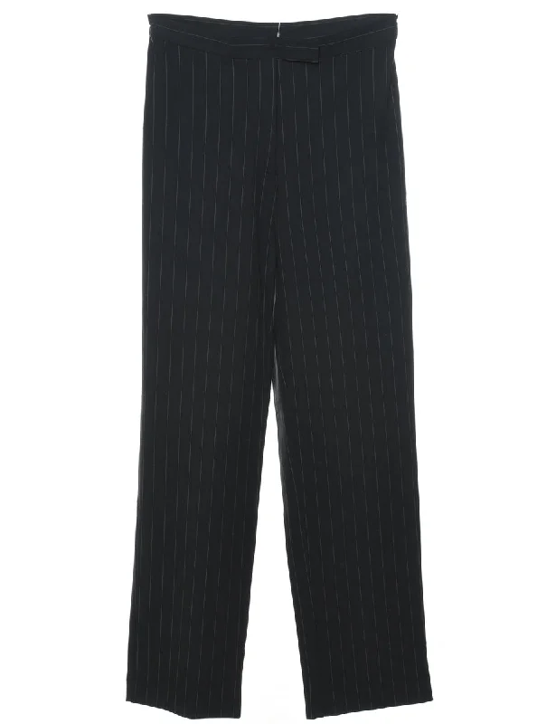 Pinstriped Black Trousers - W28 L32