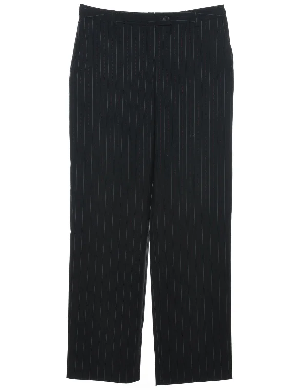 Pinstripes Black Trousers - W32 L30