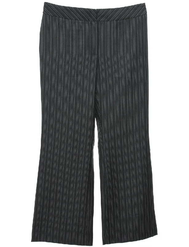 Striped Pattern Dark Grey Trousers - W32 L29