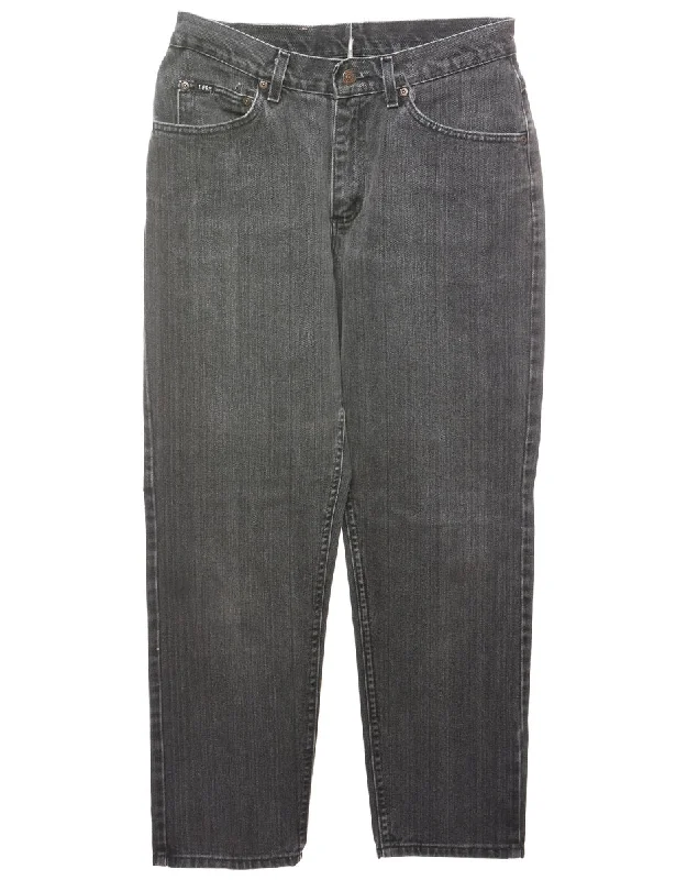 Tapered Black Distressed Lee Jeans - W28 L28