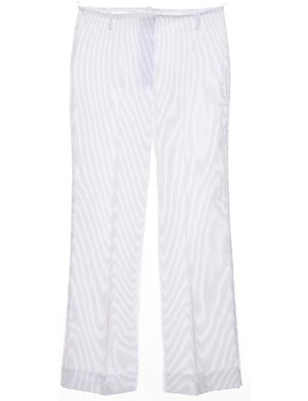 White Classic Pinstriped Trousers - W28 L26