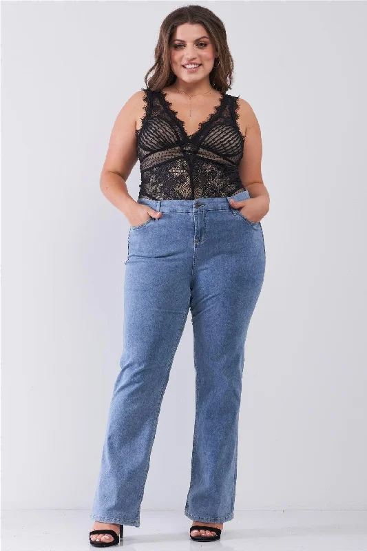 Plus Size Low-Rise Wide-Leg Upsized Basic Dad Jeans