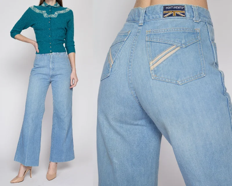 Small 70s High Waisted Light Wash Flared Jeans 26"