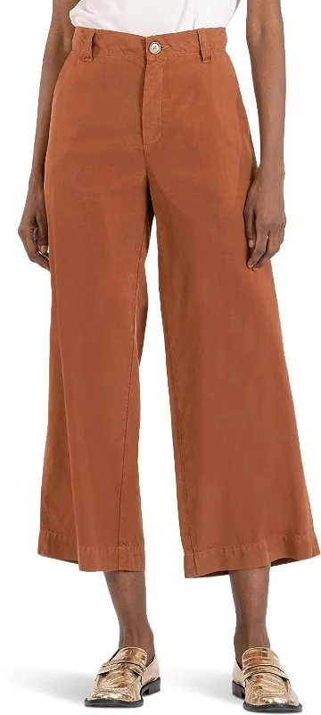 Charlotte Wide Leg Trouser In Chestnut