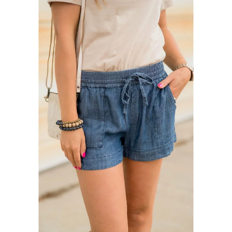 Denim Tie Pocket Shorts