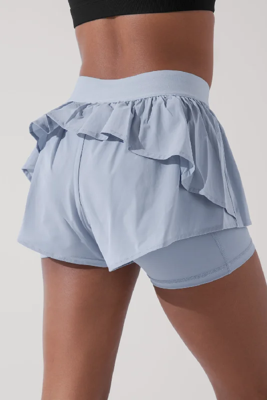 On the Run Ruffle Short - Blue Breeze