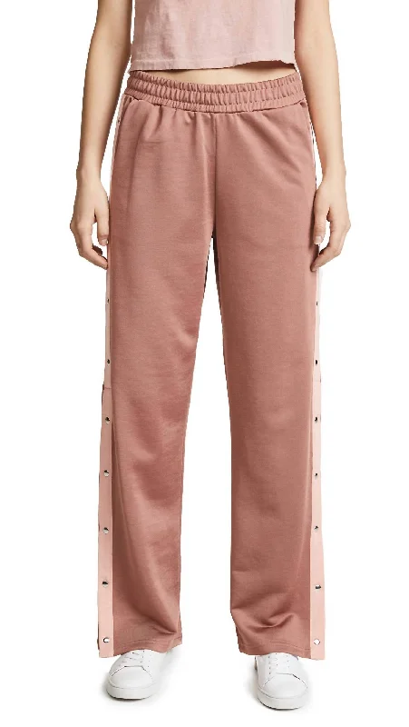 Press-Button Track Pants In Dusty Rose